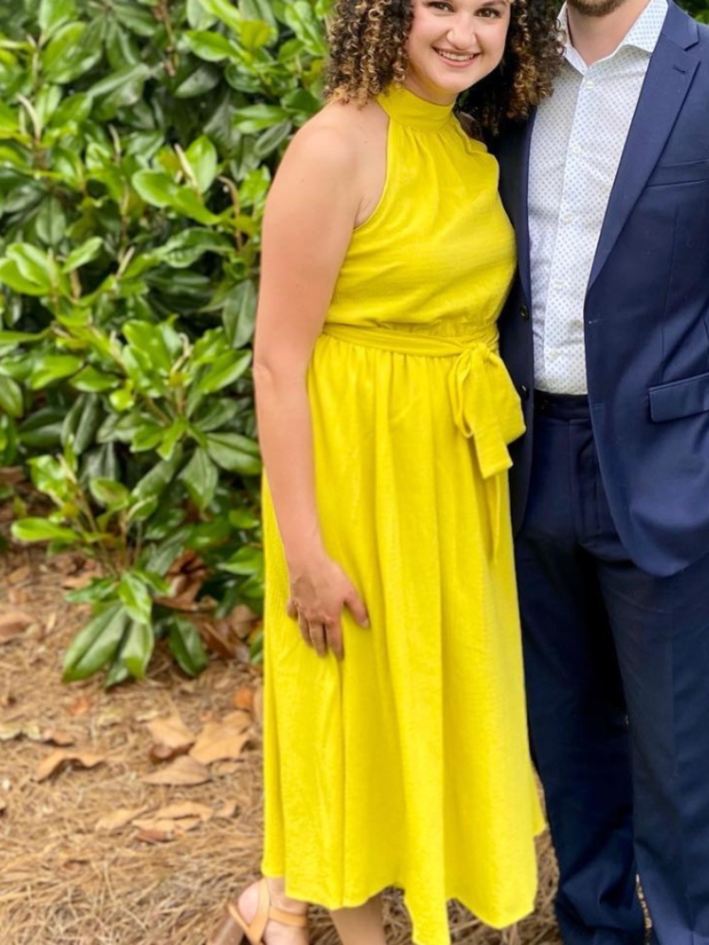 Sleeveless Yellow Midi Cocktail Dress - Size 4P